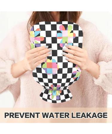 NAANLE Black & White Plaid Hot Water Bottle with Cover - 2L Heat Therapy for Back Pain Relief Hand/Foot Warmer & Neck Comfort - Buy Online on GoSupps.com