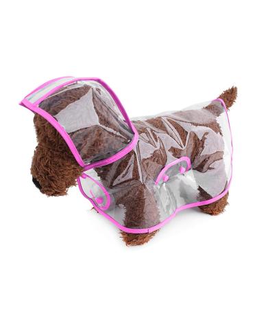 Petcute Hunders coat waterproof pet rain coat with hood transparent PVC breathable dog raincoat with button closure suitable for medium and large dogs S pink