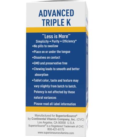 Buy Superior Source Advanced Triple K 30 MicroLingual Instant Dissolve Tablets - High Potency Vitamin K Supplement - Buy Online on GoSupps.com