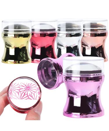 Shengping88 5pcs Nail Stamper Clear Silicon Suchaber Set Jelle Nail Art Stamp Politur Print Transfer for Stamp Department Sticks Tools