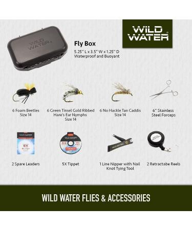 Wild Water Deluxe Fly Fishing Combo Starter Kit - 7-Foot 4-Piece Fly Rod, 3/4 Weight, Accessories, Aluminum Reel, Hard Tube Case - Includes Fly Box and Flies - Buy Online on GoSupps.com