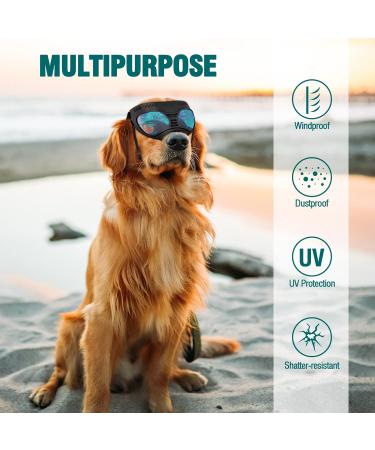 Ownpets Anti-UV Dog Glasses | Adjustable Sunglasses for Medium & Large Dogs | Windproof Design | Black Frame with Silver Lens - Buy Online on GoSupps.com