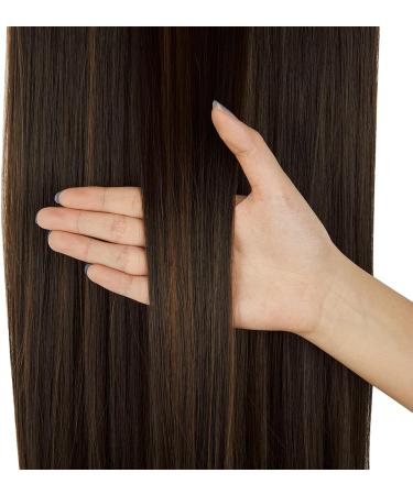 Halo Long Synthetic Hair Extensions Invisible Wire Headband 22 Inch Straight 4.4 Oz - Heat Resistant Fiber - No Clip - Dark Brown Mix Light Auburn - Buy Online on GoSupps.com