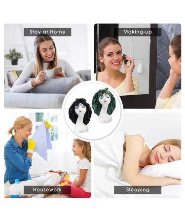 Hanbertti Silk Satin Hair Bonnet 2 Pack - Adjustable Bonnet for Curly Hair - Black+Dark Green - Ideal for Sleeping - Women/Girls - Buy Online on GoSupps.com