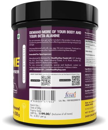 Beta-Alanine Powder for Enhanced Endurance - 250g | Premium Fitness Supplement | Fast International Shipping - Buy Online on GoSupps.com