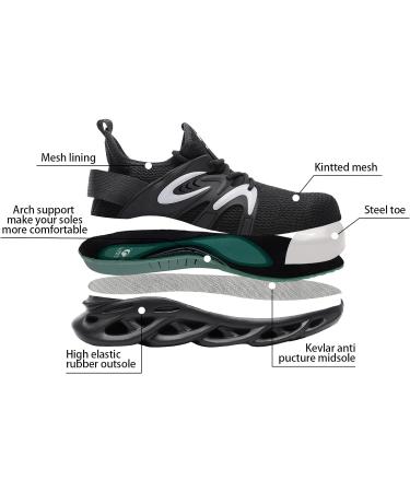 DRKA Mens Indestructible Steel Toe Shoes - Lightweight, Breathable & Comfortable with Arch Support and Kevlar Safety - Size 14, Black - Buy Online on GoSupps.com