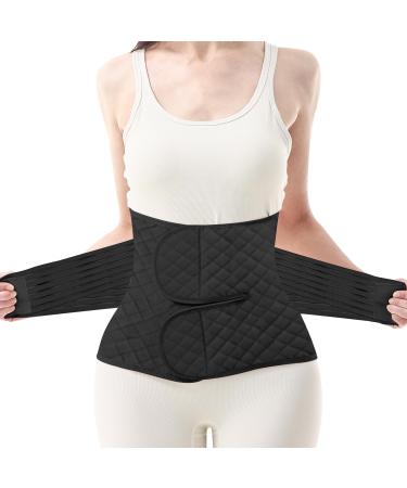 Postpartum Belly Band Wrap: C Section Belly Belt for Women Post Pregnancy Recovery - Abdominal Binder Post Surgery Large Black