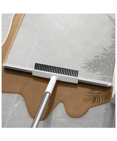 RRRYYYZZ Silicone Brooms for Floor Cleaning Multifunction with 49 Long Handle Squeegee for Floor Squeegee for Floor Cleans Glass Fine Dust Hair Liquids