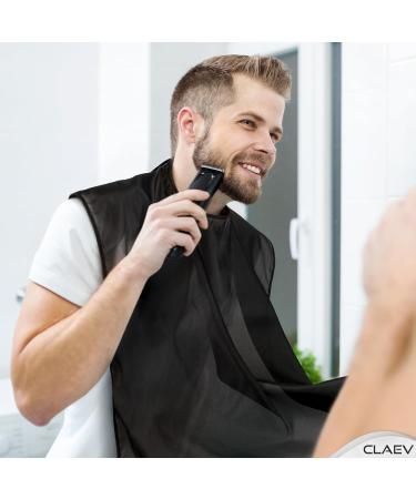 Claev Beard Bib Apron for Grooming | 41x27 Black Hair Catcher with Suction Cups - Perfect for Haircuts Trimming & Shaving - Anti-Static Beard Cape - Ideal Father's Day Gift - Buy Online on GoSupps.com