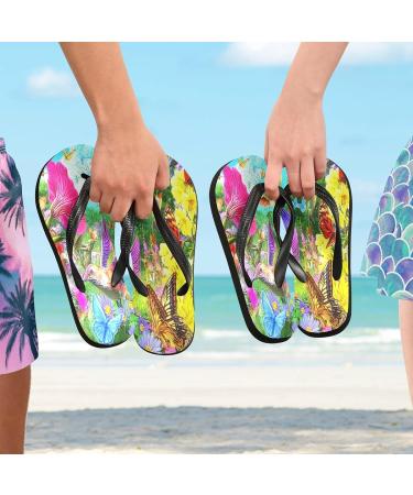 Shop Mnsruu Hummingbird & Flower Petal Flip Flops | Home Hotel Spa Travel Stylish Footwear for Men & Women - Buy Online on GoSupps.com