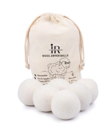 RAYTRADE Wool Dryer Balls 6-Pack 100% Made of Organic New Zealand Wool Reduces Clothing Wrinkles and Saves Drying Time Reusable Natural Fabric Softener Stocking Stuffer Gifts