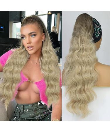 Pference Extensions Ombre Blond Lang Wound Hair Part Ponytail Natural Kunsthaar Hair Hair extensions Extensions for women Afro braid ponytail approx. 60cm 092f approx. 60cm/24 -Zoll ombre blonde 1