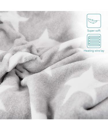 Buy Navaris XXL Electric Heating Ceiling Blanket - 180x130cm 3 Heat Levels Washable Automatic Switch Cozy Light Gray with Stars - International Shipping Available - Buy Online on GoSupps.com