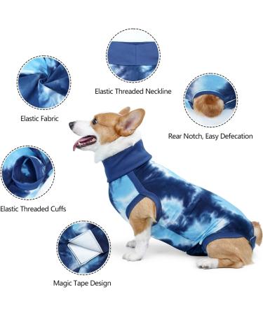 Lianzimau Dogebody for Male Dogs - Post-Op Recovery Suit & Wound Protection - Tie-Dye Blue Pet Shirt - Buy Online on GoSupps.com