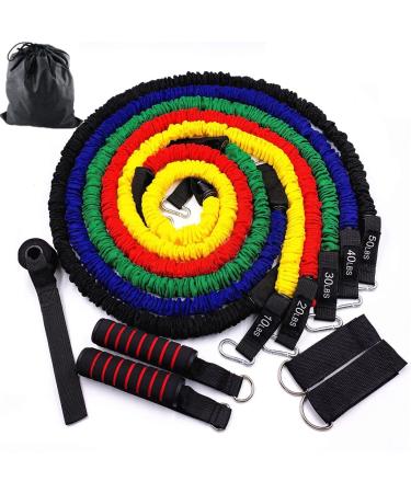 11 Pcs/Set Resistance Bands Training Exercise Workout Equipment Yoga Tubes Pull Rope Rubber Expander Elastic Fitness (Multi Colored) Multicolor colored