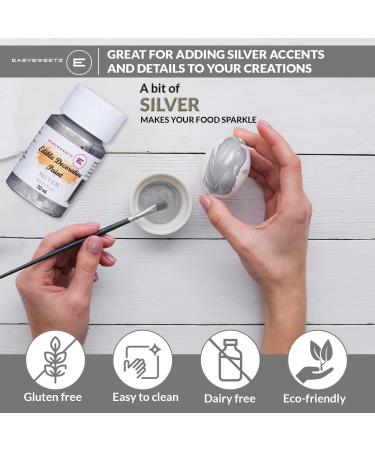 EasySweetz 100% Edible Decorative Paint Metallic: (Silver) 20 ml - Buy Online on GoSupps.com