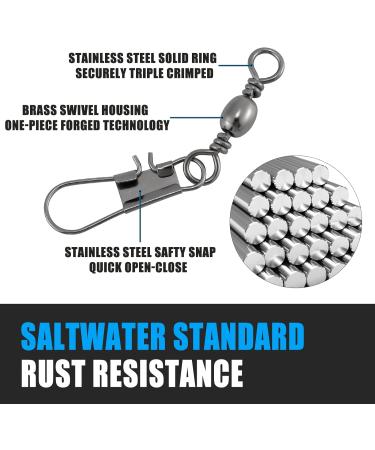 Dr.Fish 50 Pack Fishing Snap Swivels Barrel Swivel with Snap | Stainless Steel | Freshwater Tackles | Safty Interlock Snaps | Black Nickel Copper | 26-132Lb #14 | 50 Pack - Buy Online on GoSupps.com