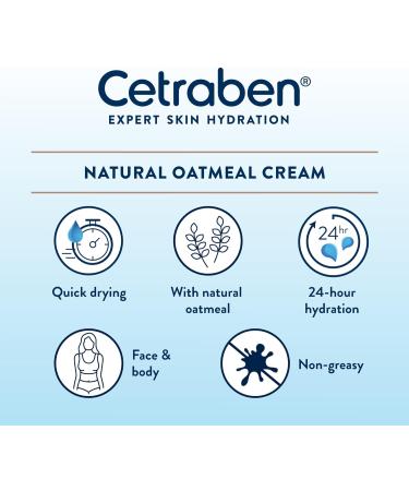 Cetraben Natural Oatmeal Body Cream 475g - Moisturizer for Dry, Sensitive & Eczema-Prone Skin - Buy Online on GoSupps.com