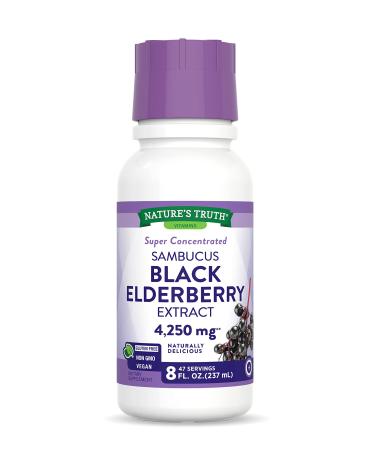 Nature's Truth Black Elderberry Extract 4250mg | 8 oz Syrup | Super Concentrated Sambucus Supplement | Vegan, Non-GMO, Gluten Free