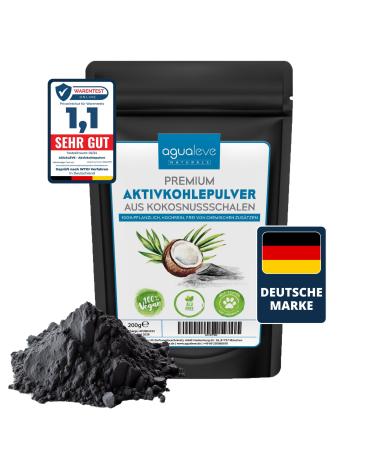 AGUALEVE Premium activated carbon powder 200g from coconut shells |can be processed perfectly in the bathroom kitchen and garden |100% natural free of chemical additives vegan activated carbon powder - Buy Online on GoSupps.com