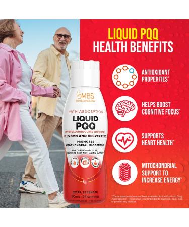 Buy 17oz Liquid PQQ 80mg - Highly Absorbable Pyrroloquinoline Quinone for Energy Antioxidants & Heart Health | 24 Servings - Buy Online on GoSupps.com