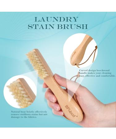 Natural Soft Boar Bristle Laundry Stain Brush - Gentle Fabric Scrubber for Delicates - Knits, Cotton, Linens - No Damage - Buy Online on GoSupps.com