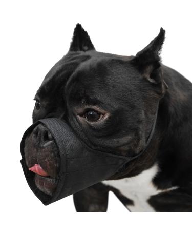 Short snout dog nauldry soft muzzle for small medium-sized and large dogs muzzle for Chihuahua Shih Tzu American Bulldogge Pitbull for fur care walk long-lasting black L Snout Circumference: 8.25-9.5 "