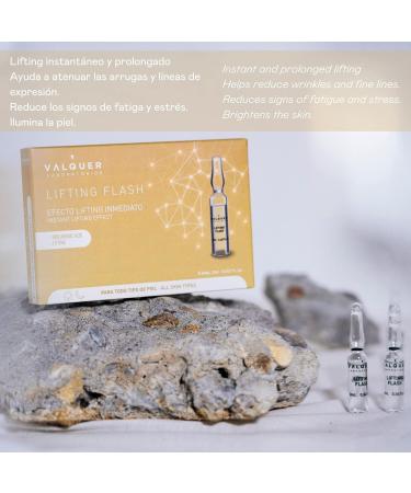 Flash Lifting Facial Ampoules by Valquer Laboratorios. Facial Serum. Immediate lifting effect. All skin types. With hyaluronic acid. Anti-wrinkle - 5 Units X 2 Ml - Buy Online on GoSupps.com
