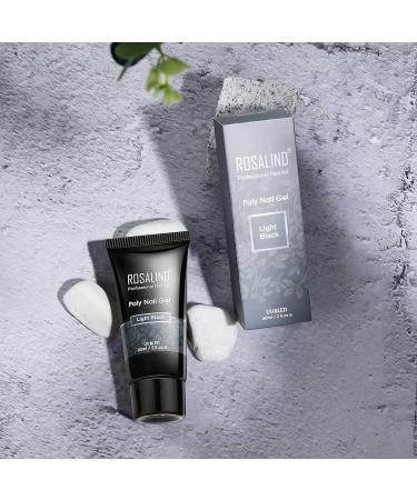 ROSALIND Light Black Poly Extension Gel 60ml - Gray Black Poly Nail Gel for Nail Art Decoration - Easy to DIY with UV Lamp - Update Version - Buy Online on GoSupps.com