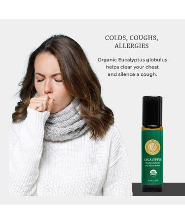 Organic Eucalyptus Essential Oil Roll On - 100% Pure USDA Certified | Respiratory Health Colds Sinus & Allergy Relief | 10ml by Silk Road Organic - Buy Online on GoSupps.com