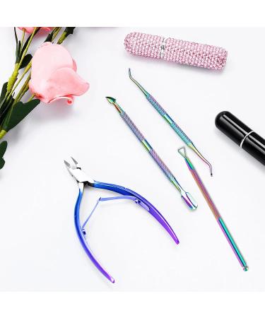 4-Piece Cuticle Slide Set & Nail Shaver - Stainless Steel Nail Skin Remover Tools for Manicure & Pedicure - Colorful Gradient Design - Buy Online on GoSupps.com