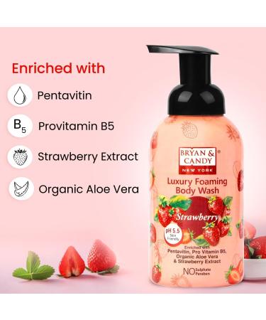 Bryan & Candy Luxury Foaming Body Wash - Strawberry | Pentavitin Pro Vit B5 Argan Oil | pH 5.5 | 400 Ml | All Skin Types | International Shipping - Buy Online on GoSupps.com