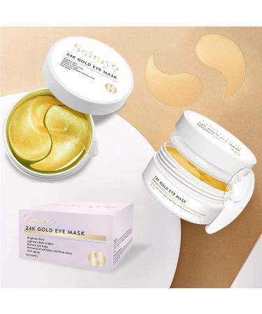 Saimyo 24K GOLD Eye Mask 60 Pcs - Amino Acid & Collagen Under Eye Mask for Dark Circles, Puffiness, Face Care - Beauty & Personal Care - Buy Online on GoSupps.com