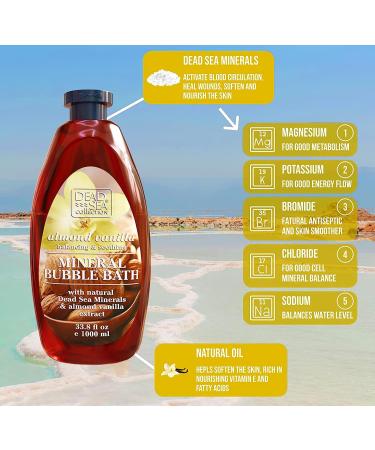 Dead Sea Collection Bubble Bath for Women and Men - with Almond Vanilla Oil and Pure Minerals - Nourishing and Moisturizing Skin - Pack of 2 (2000 ml) - Buy Online on GoSupps.com