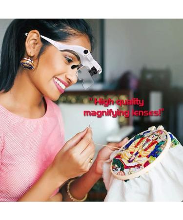 Petiarkit Headband Magnifier with LED Light Head Mounted Magnifying Glasses for Close Work 5 Clear Magnifying Lenses - Buy Online on GoSupps.com