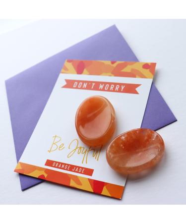 Orange Jade Crystal Worry Thumb Stone - Meditation Stress Relief Gift for Healing Energy, Reiki Chakra Balance - Spiritual Birthday Stocking Filler - Buy Online on GoSupps.com