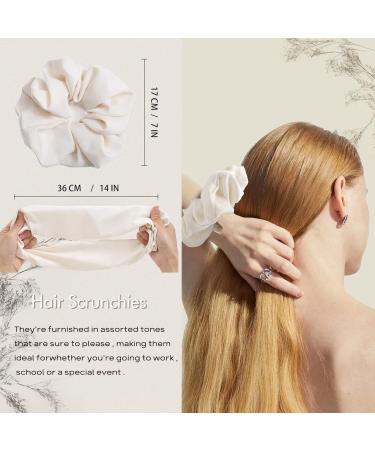 Jumbo Silk Stain Scrunchies for Women - Oversize Luxury Hair Ties - Milky White - Buy Online on GoSupps.com