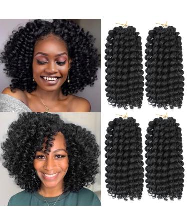 GetMaige 12inch Jamaican Bounce Crochet Hair For Black Women 4packs 72 Roots Natural Black Jumpy Wand Curls Crochet Hair Short Pre Looped Curly Crochet Hair (12inch (pack of 4) 1B) 12 Inch (pack of 4) 1B