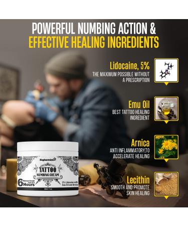 Nupharmisto Tattoo Numbing Cream 30ml | Maximum Strength with Lidocaine, Emu Oil & Arnica | 6 Hours of Pain Relief - Buy Online on GoSupps.com