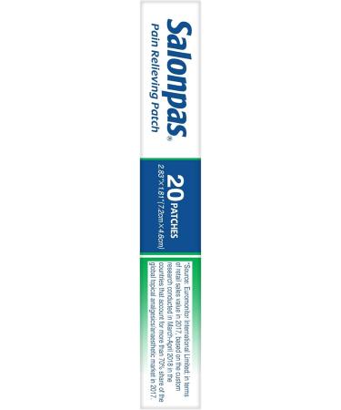 Salonpas Pain Relieving Patch | 20 Count for Back Neck Shoulder & Knee Pain | 8 Hour Pain Relief | International Shipping Available - Buy Online on GoSupps.com