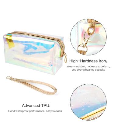 Jubaopen 2-Piece Transparent Cosmetic Bag Set - Waterproof Make-Up & Travel Wash Bag - Laser Glitter Zipper Pouch for Cosmetics Storage (18x7.5x10cm) - Buy Online on GoSupps.com