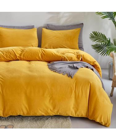 Houseri Mustard Yellow Velvet Duvet Cover Queen Mustard Fluffy Bedding Duvet Cover Full Yellow Flannel Fuzzy Bedding Sets Quilt Queen Comforter Cover for Fall Winter Warm Bed Duvet Cover Set Full Size Full/Queen(90''*90''-duvet cover) Mustard Yellow Velve - Buy Online on GoSupps.com