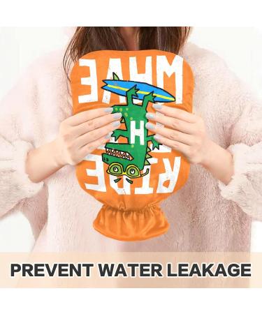 NAANLE Cartoon Krokodil 1L Heat Bottle with Cover - Transparent Hot Water Bottle for Bed Hand and Foot Pain Relief & Heat Therapy - Buy Online on GoSupps.com