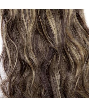 8Pcs Clip in Hair Extensions 24inch Curly Wavy Brown Synthetic Hairpiece - Dark Brown & Golden Brown - Buy Online on GoSupps.com