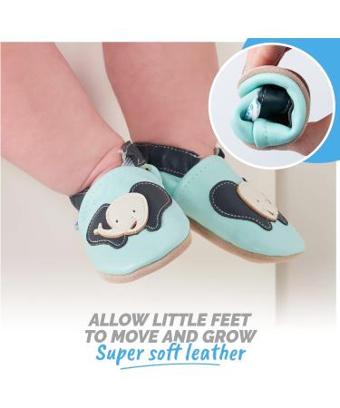 Soft Sole Baby Shoes for 0-6 Months | Leather Toddler Shoes with Happy Elephant Design - Buy Online on GoSupps.com
