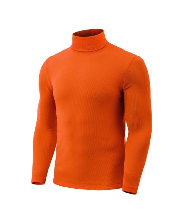 Zengjo Mens Turtleneck Long Sleeve Shirts Thermal Base Layer Tops Slim Fit Soft X-Large Orange