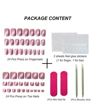 Aurora Purple Holo Mermaid Press on Nails Set - 48pcs Full Cover Artificial Nail Set for Women - Includes Nail Glue and Adhesive Tabs - Buy Online on GoSupps.com