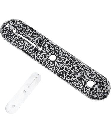 Guitar Control Plate Carved Metal Light Weight Small Guitar Control Plate Replacement for TL TELE(Silver) - Buy Online on GoSupps.com
