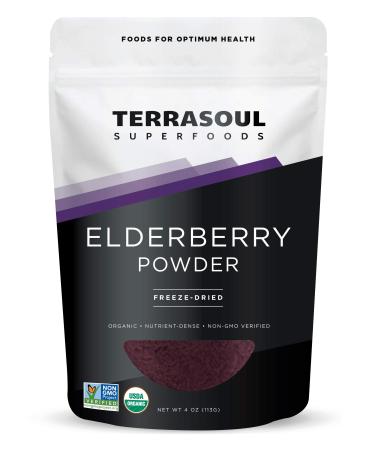 Terrasoul Superfoods Organic Elderberry Powder  4 Oz - Freeze-Dried  Antioxidants  Immunity