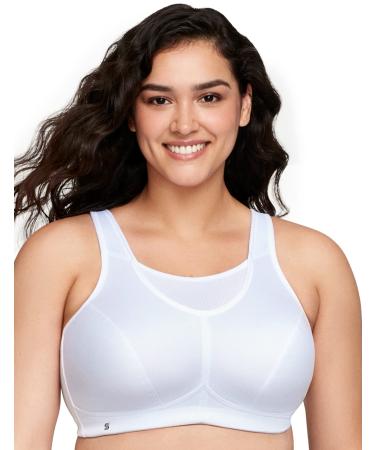 Glamorise Women's Full Figure No Bounce Plus Size Camisole Wirefree Back Close Sports Bra #1066 42DD White